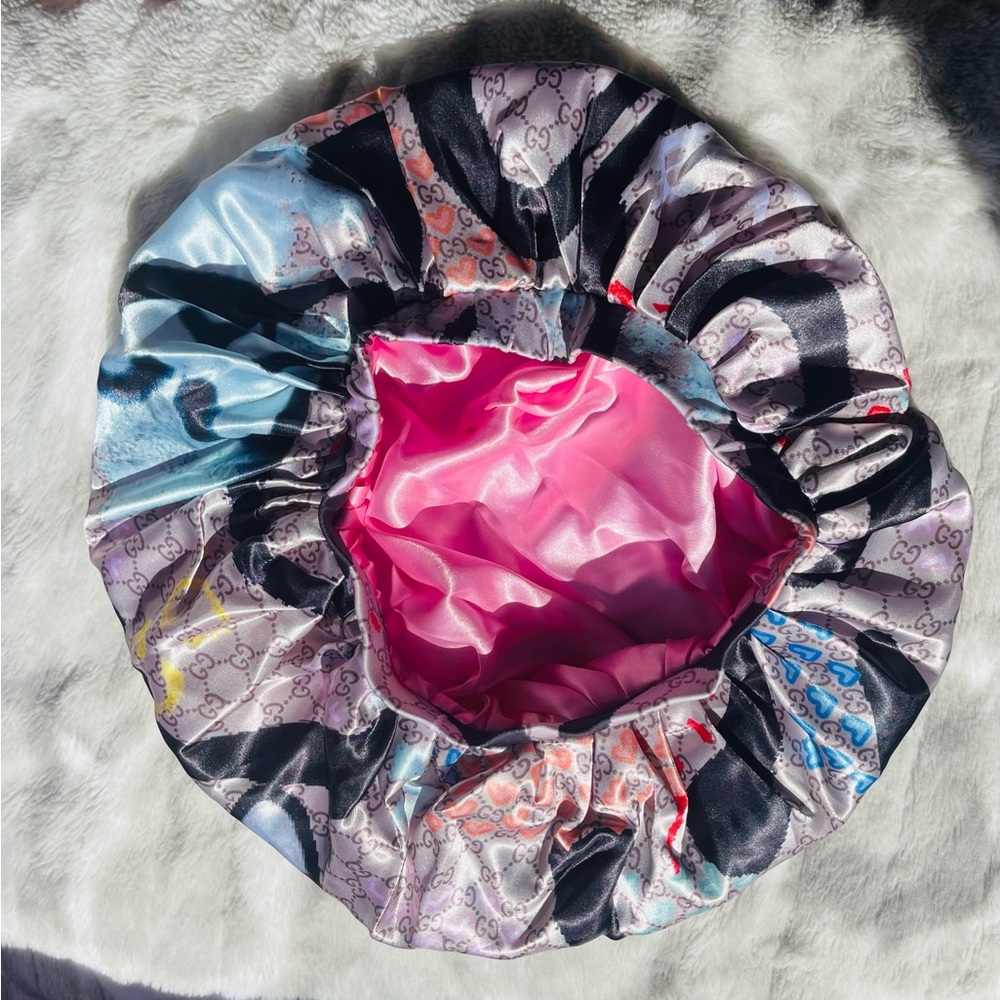 Designer Multicolor Satin Hair Bonnet